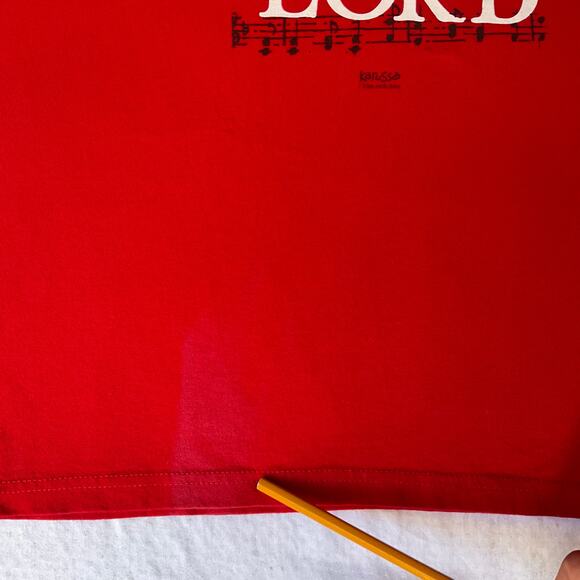 Delta Pro Weight Men T-shirt size L Red Come Let Us Adore Him Christ The Lord - Picture 9 of 9